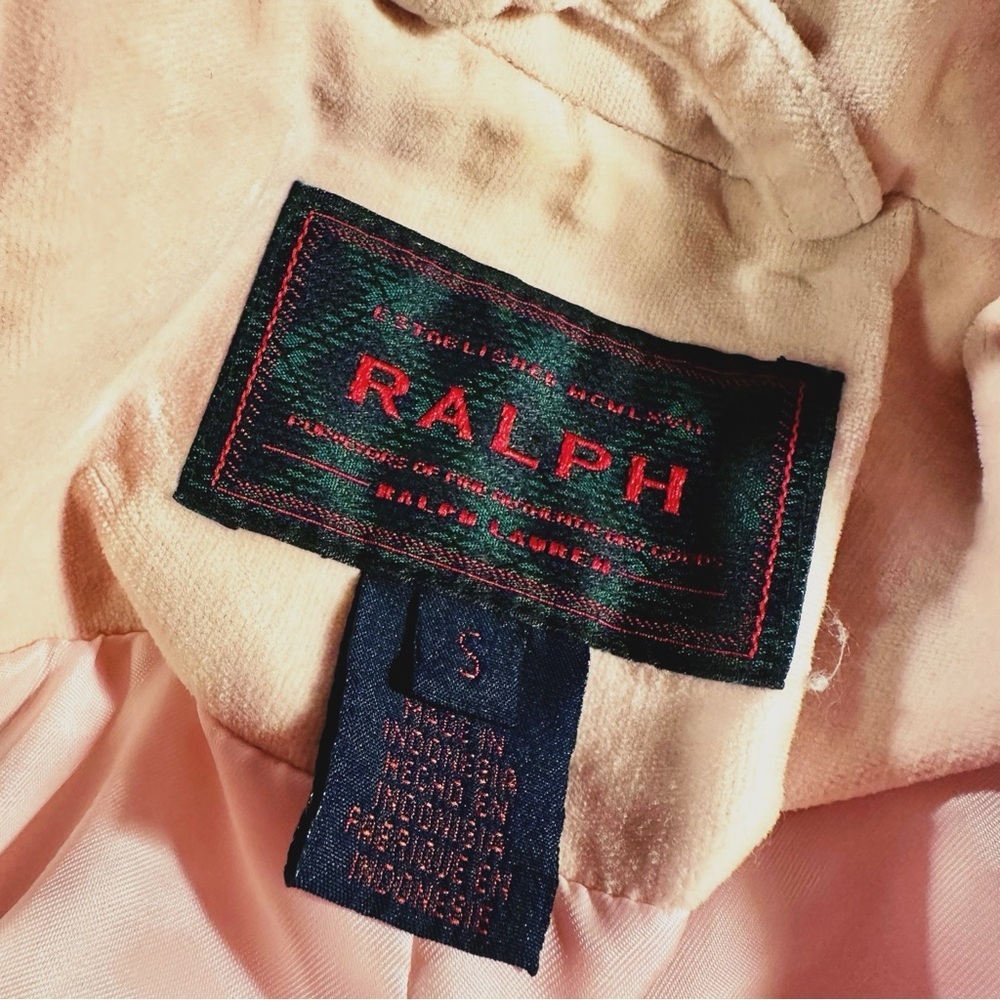 Ralph Lauren Vintage 90’s Tartan Label Pink Velvet Covered Button Blazer Size S - Picture 3 of 14